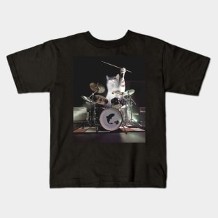 Drumming Drummer Cat Kids T-Shirt